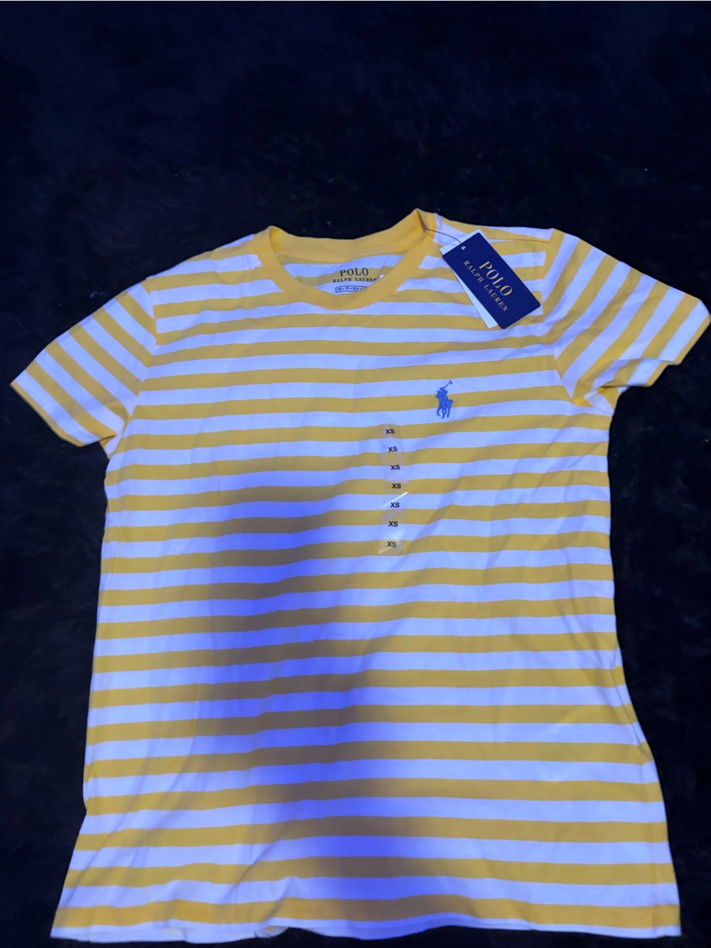 Polo by Ralph Lauren Yellow and White Striped Short Sleeve Tee